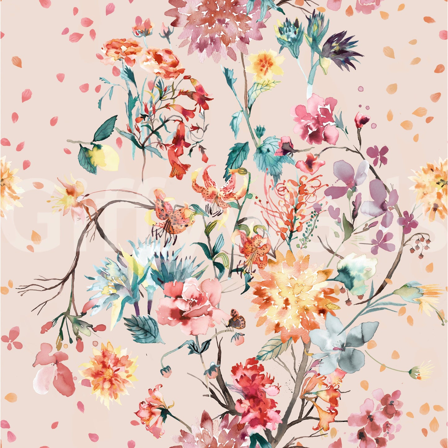 Chinoiserie Flower  Wallpaper⁠