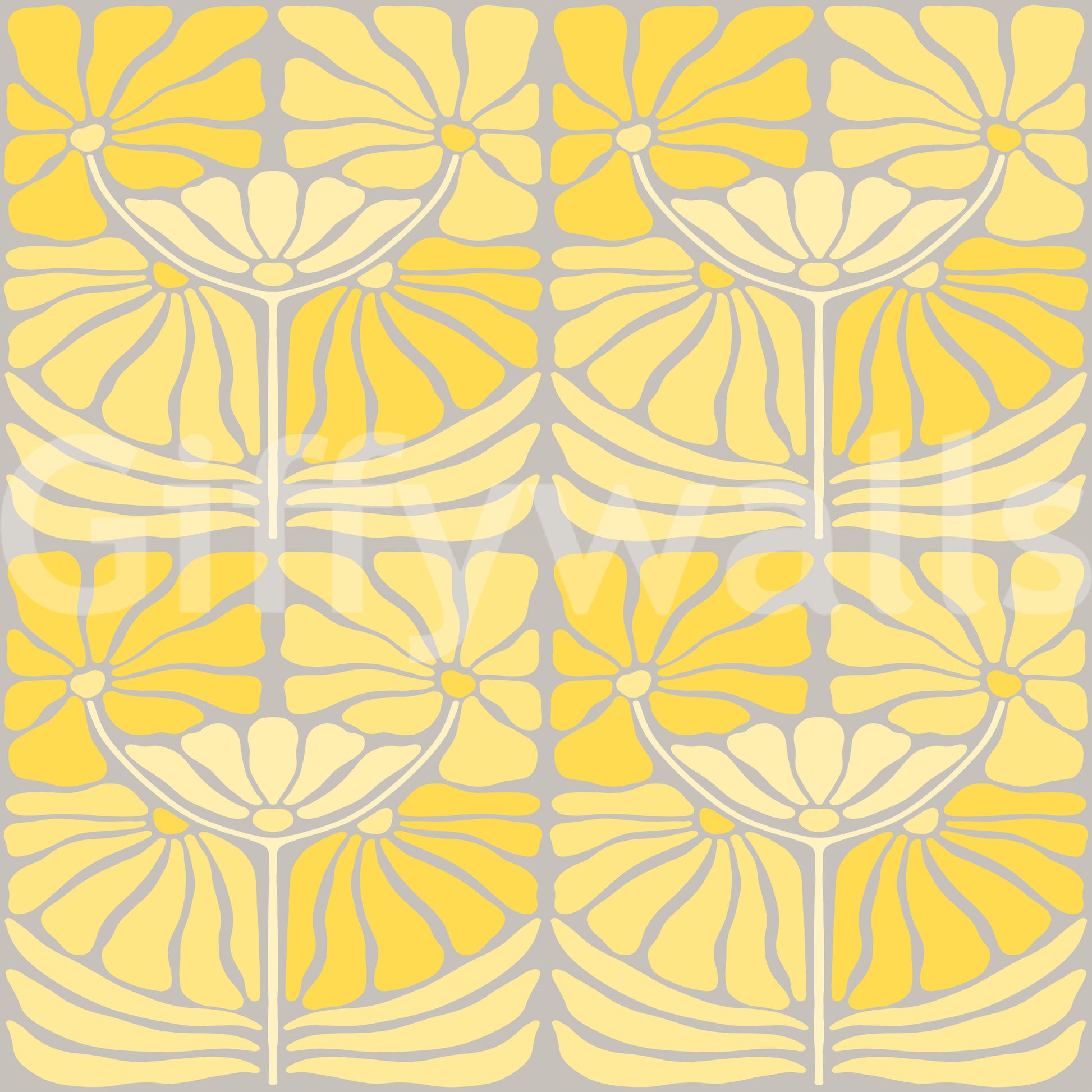 Elegant vintage floral print in yellow hues

