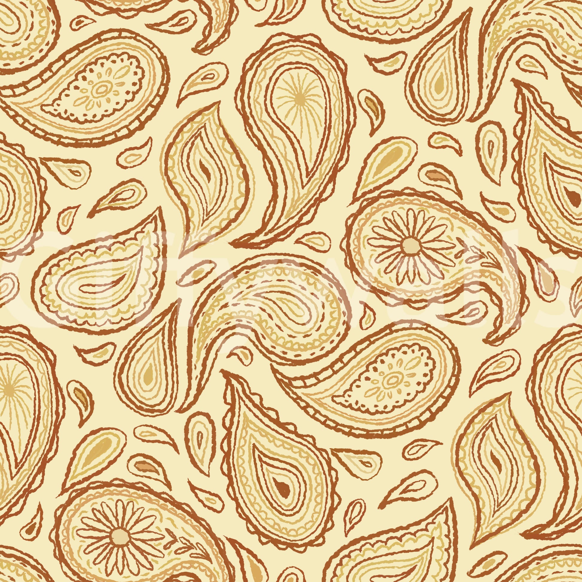 Autumn-themed wallpaper with intricate paisley patterns


