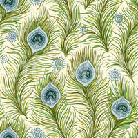 Stylish boho wallpaper featuring peacock plumes

