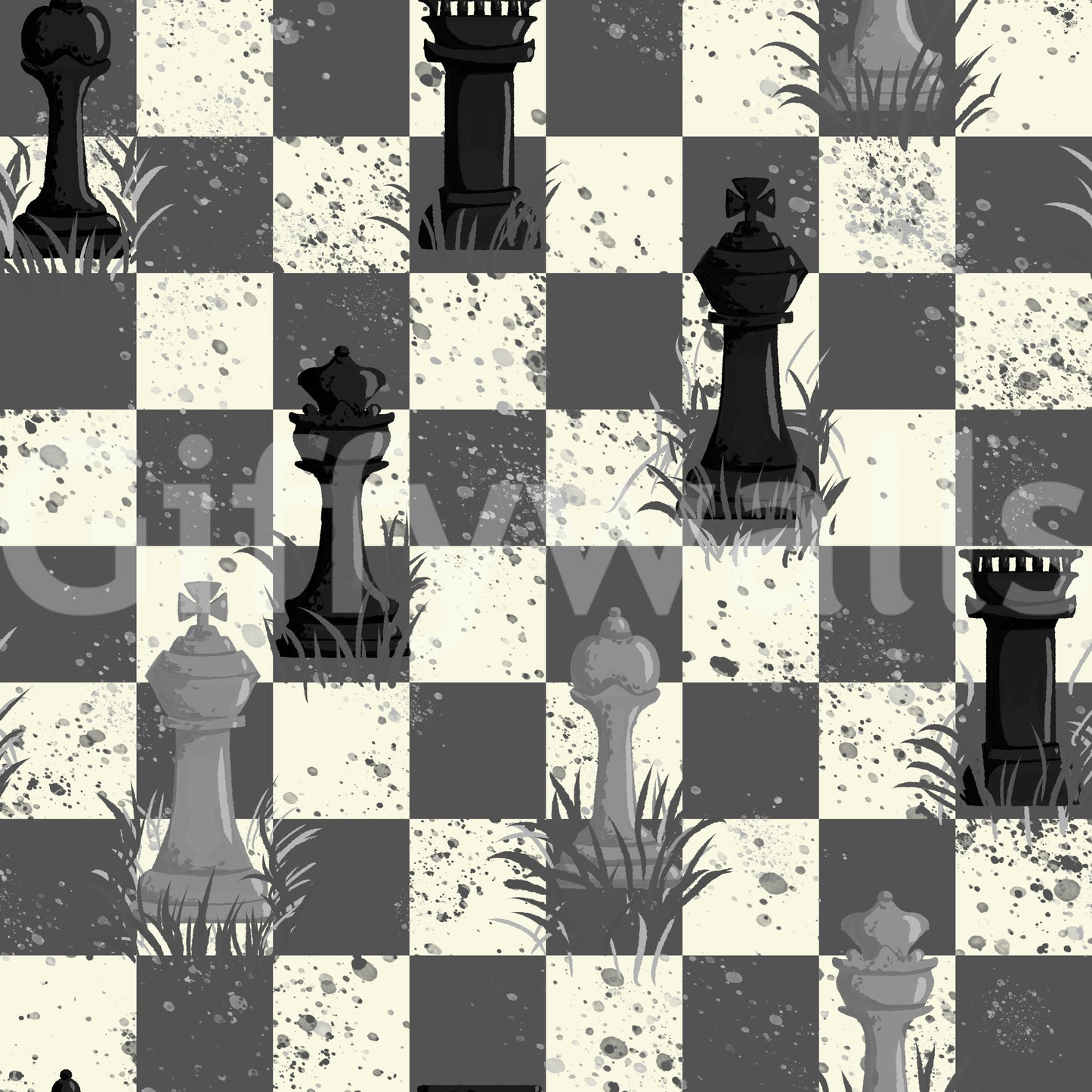 Outdoor Chess - Grayscale / Black and White Wallpaper⁠
