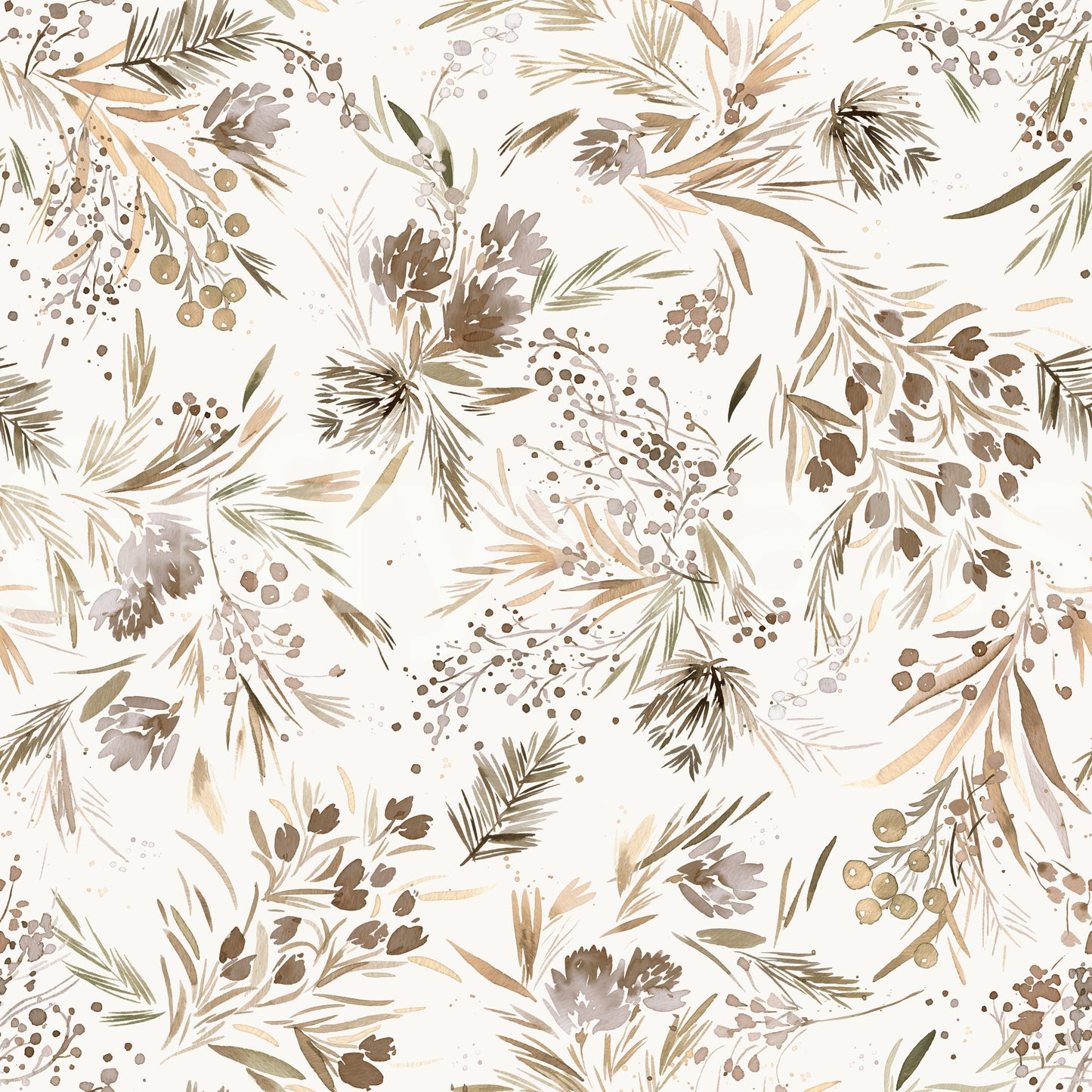 Festive Floral Minimal Plants Gold Wallpaper⁠