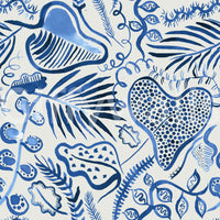 Stylish blue jungle wallpaper with tropical plants

