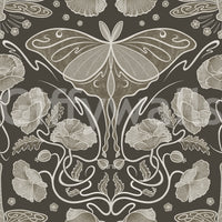 Warm-toned wallpaper with vintage poppy print

