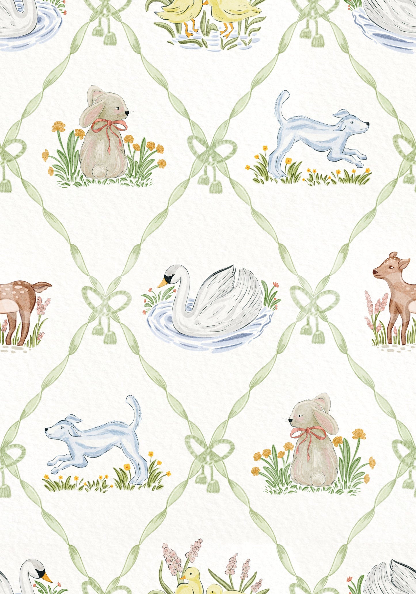 Ribbon & Bow Animal Paradise Wallpaper⁠