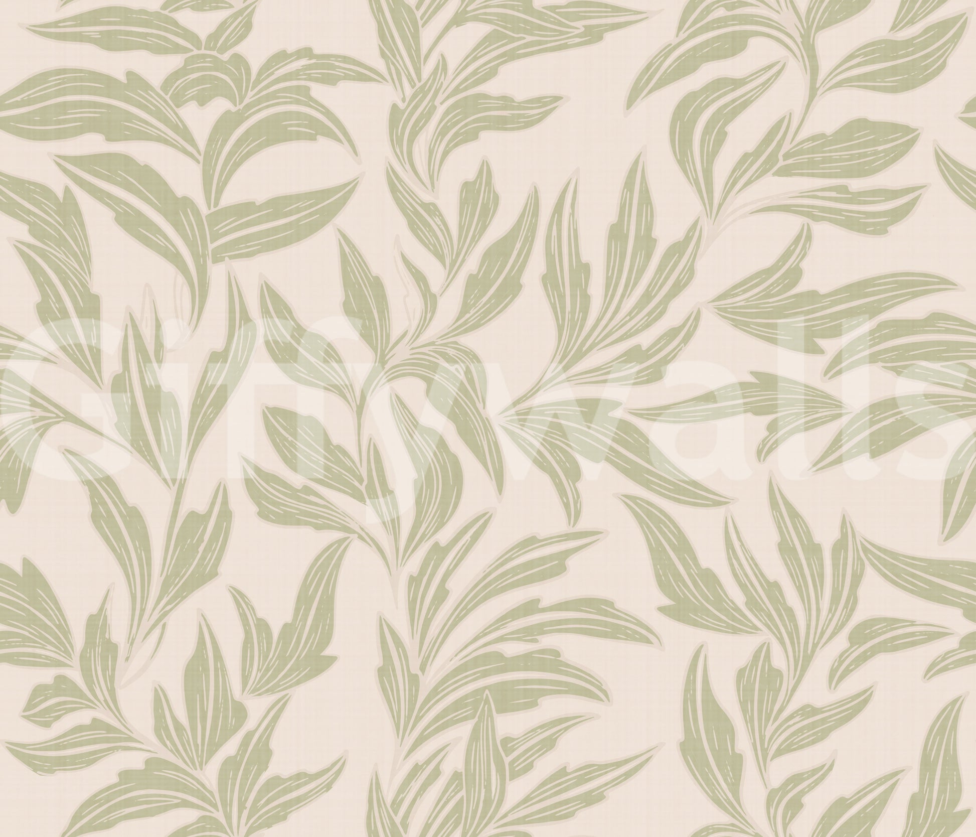 Botanical wallpaper with serene leaf prints

