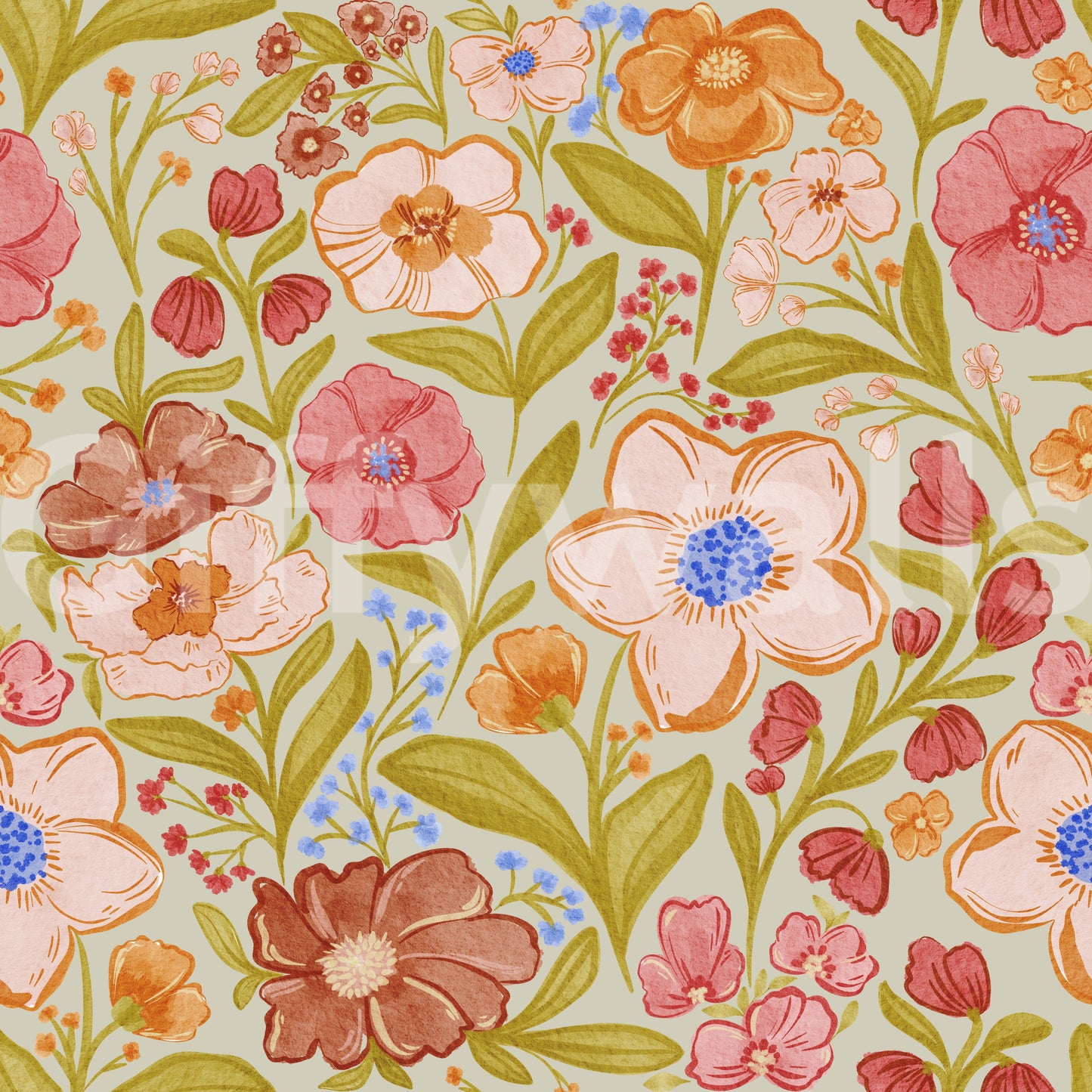 Watercolor Wildflower Meadow Wallpaper⁠