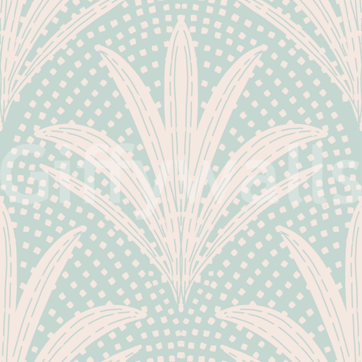 Boho Rustic Palm Radiance Soft Blue Wallpaper⁠