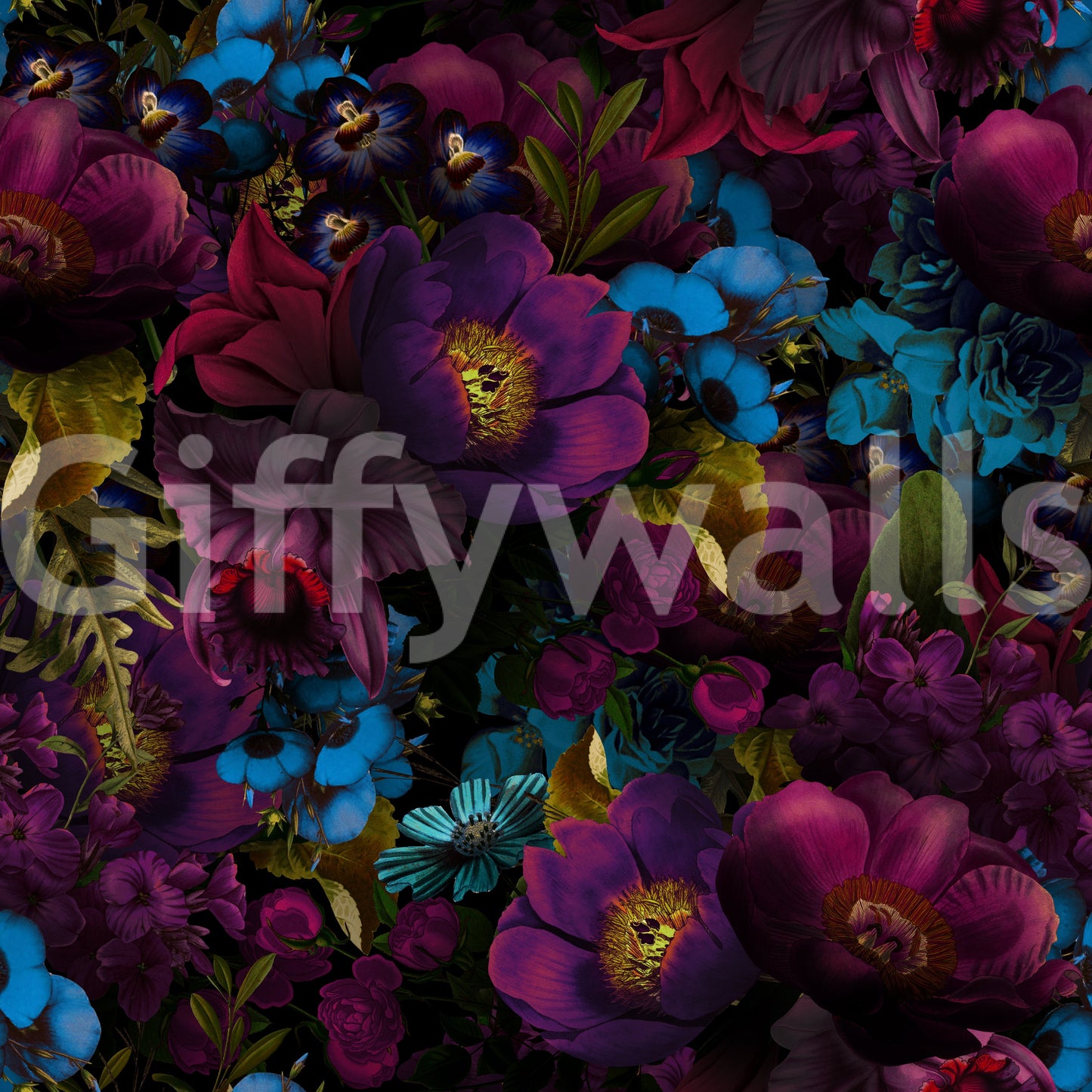 Grandmillennial Dramatic Glamour Heritage Gothic Dark Moody Florals 3 Wallpaper⁠