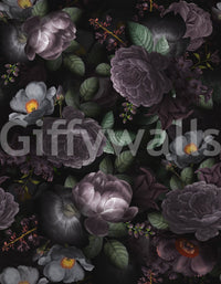 Rich, dramatic floral wallpaper with vintage Gothic influence

