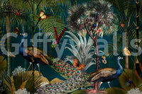 Timeless peacock mural wallpaper adding luxury to your space.

