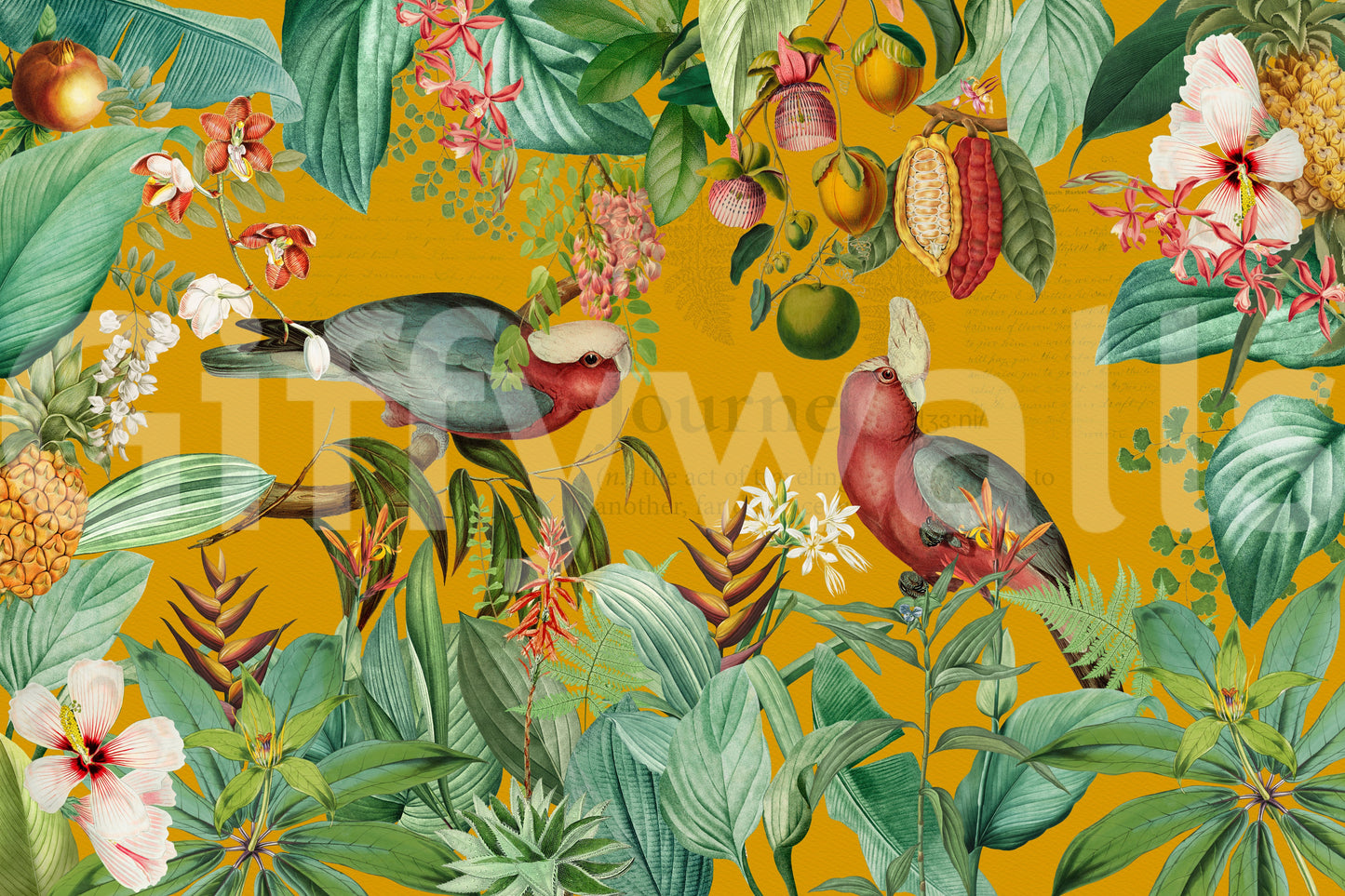 Tropical wallpaper mural with a serene vintage jungle scene

