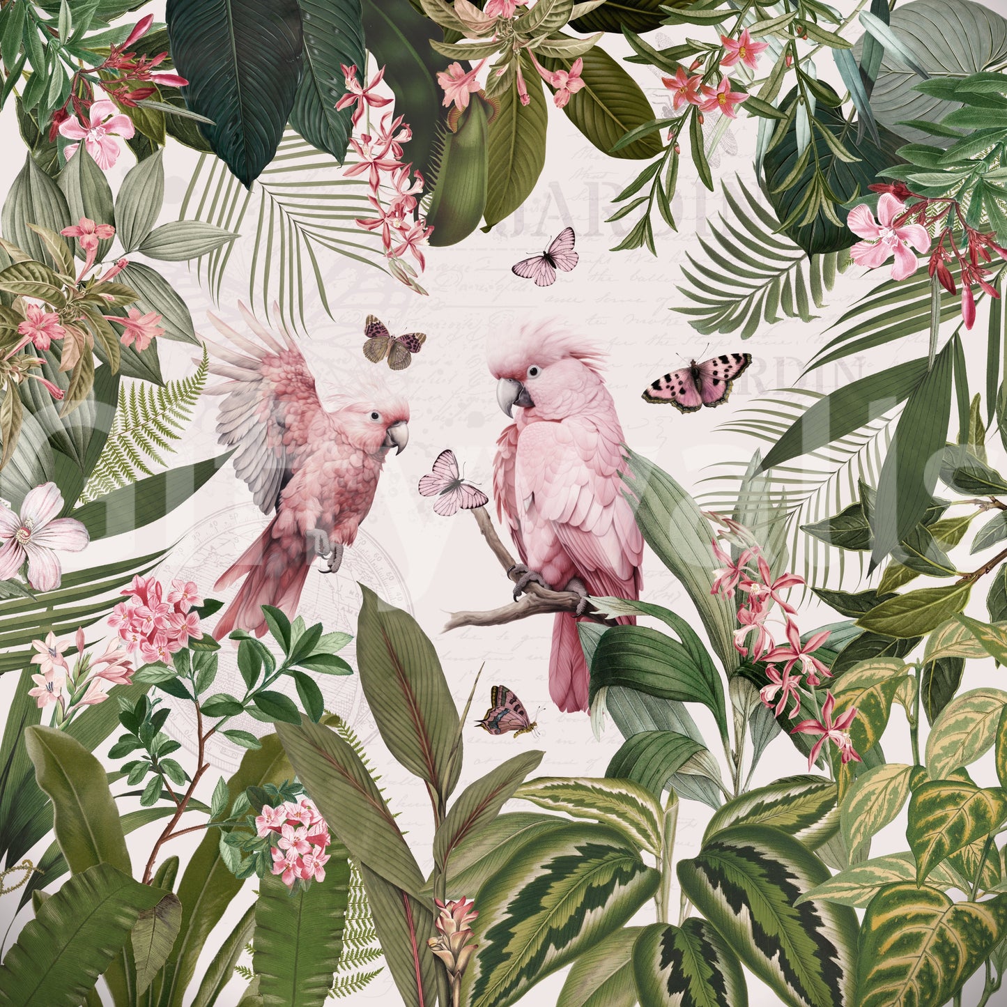 Wallpaper with delicate natural motifs

