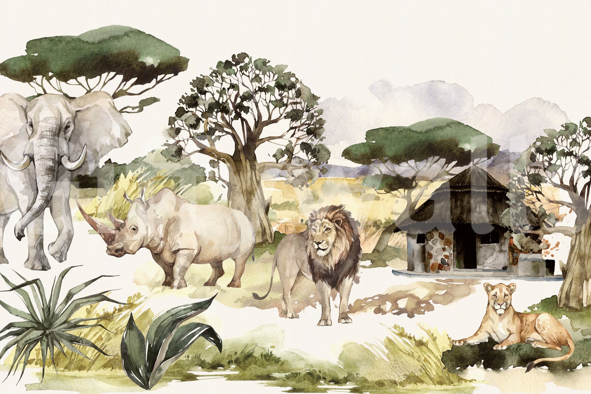 African animals mural wallpaper for homes


