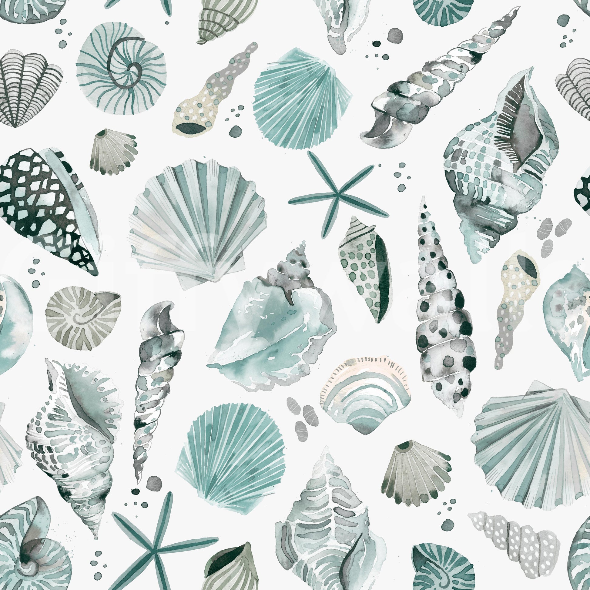Serene wallpaper featuring hand-painted coastal elements.

