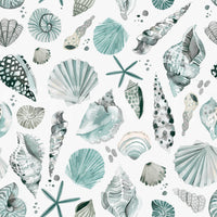 Serene wallpaper featuring hand-painted coastal elements.

