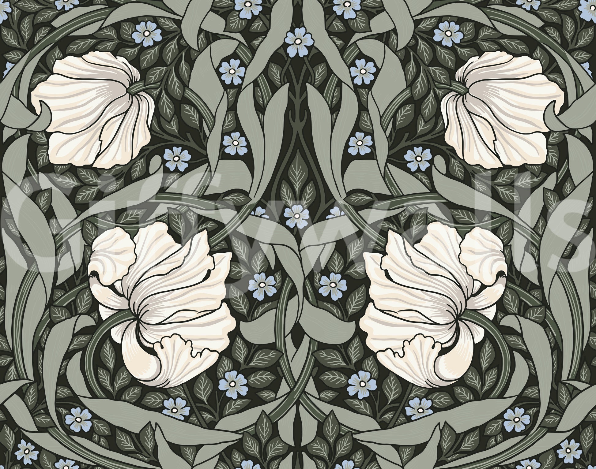 Classic floral mural by William Morris for living rooms

