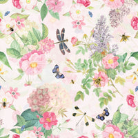 Vintage rose wallpaper with botanical details

