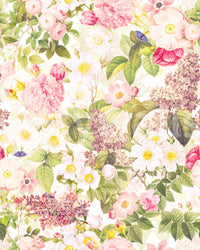 Wall mural of lush garden blooms in pastel shades

