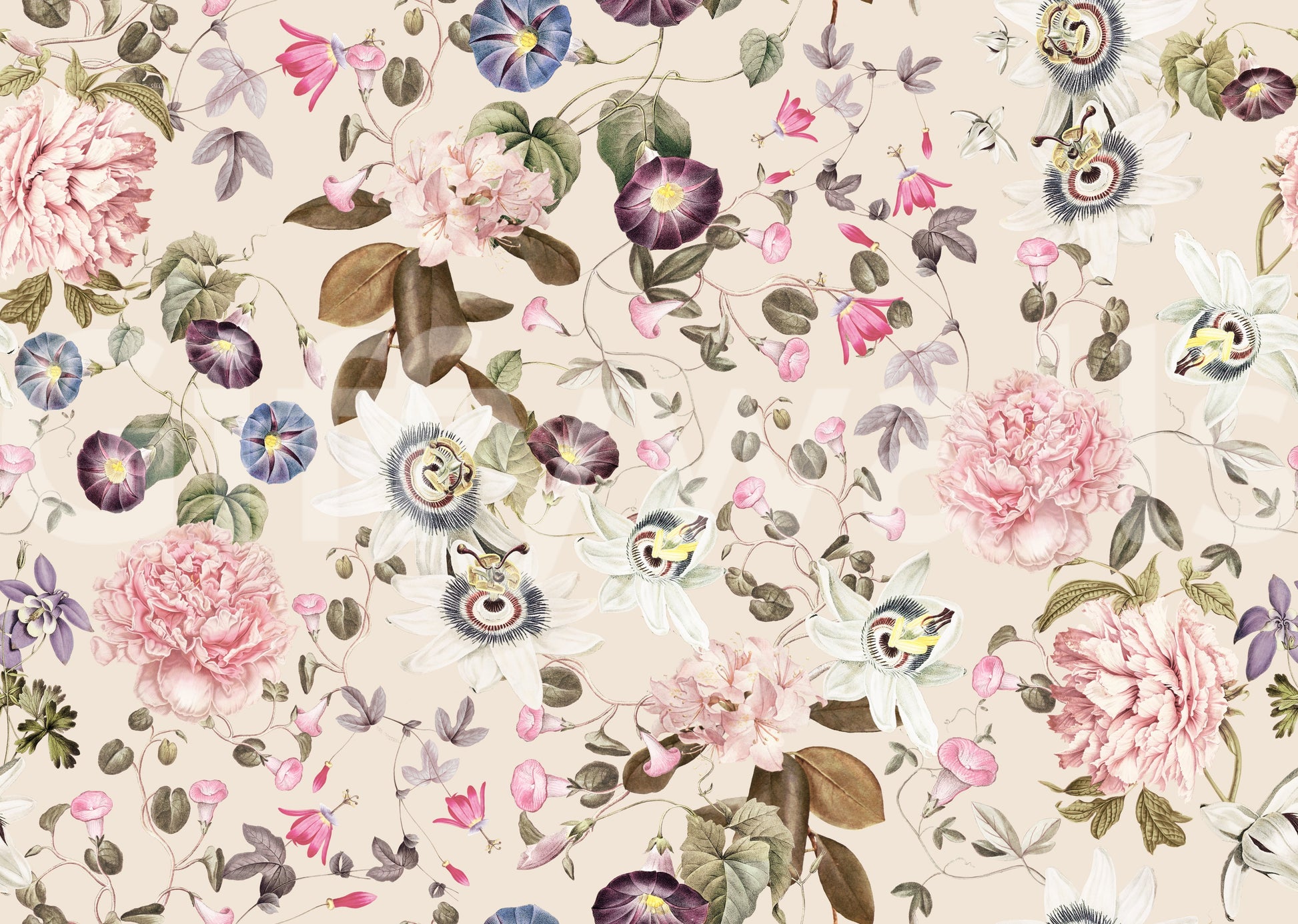 Serene floral wallpaper in soft pastels for a tranquil space

