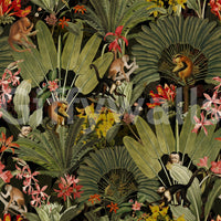 Exotic flowers and foliage creating a dynamic jungle atmosphere

