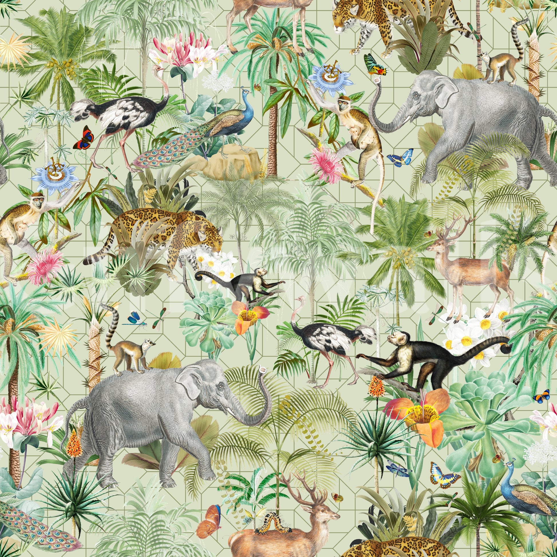 Luxurious tropical wallpaper with bold foliage and rich botanical patterns.

