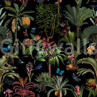 Exotic flora and fauna wallpaper perfect for creating a bold, dramatic look.


