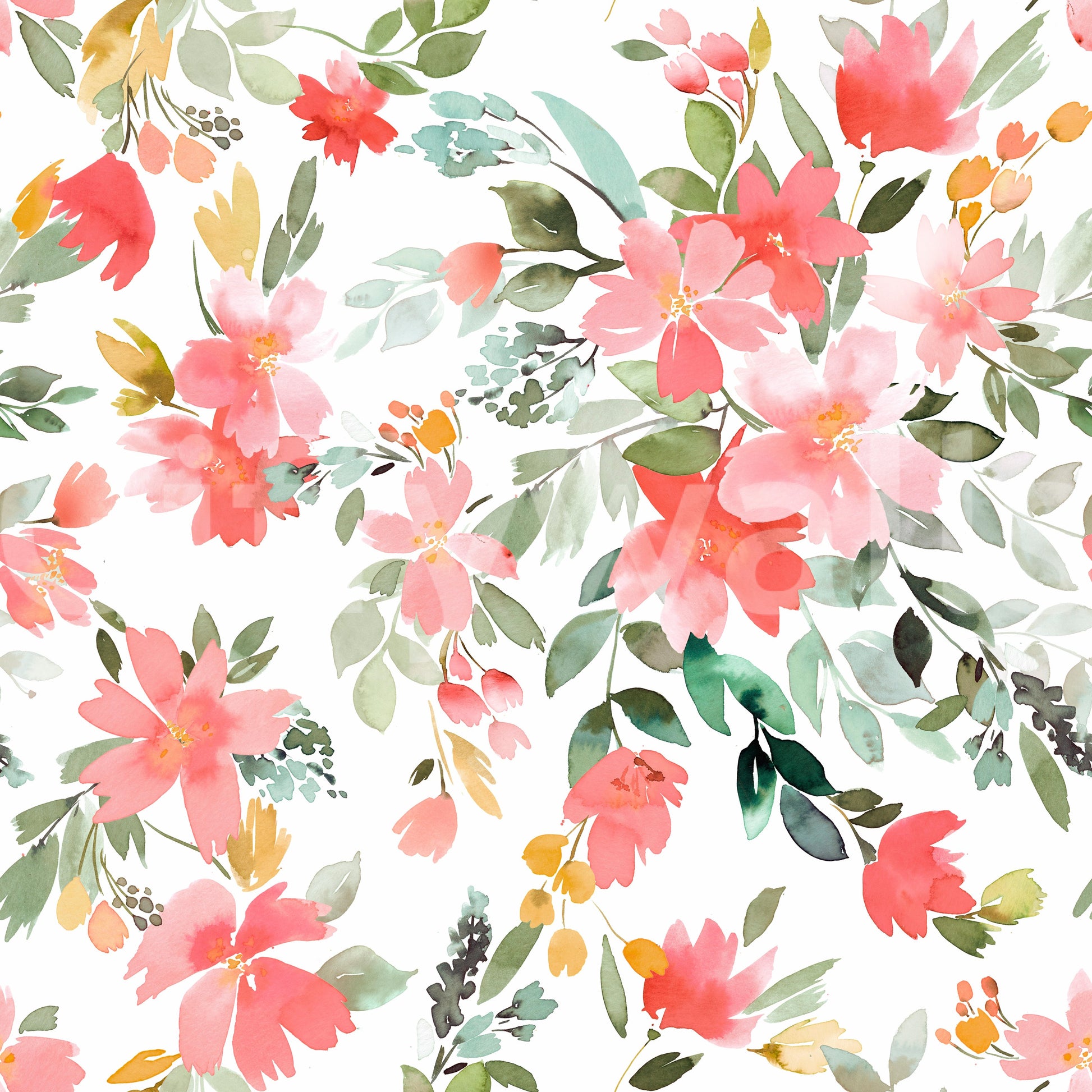 Bold oleander wallpaper with coral flowers and gentle leafy accents.

