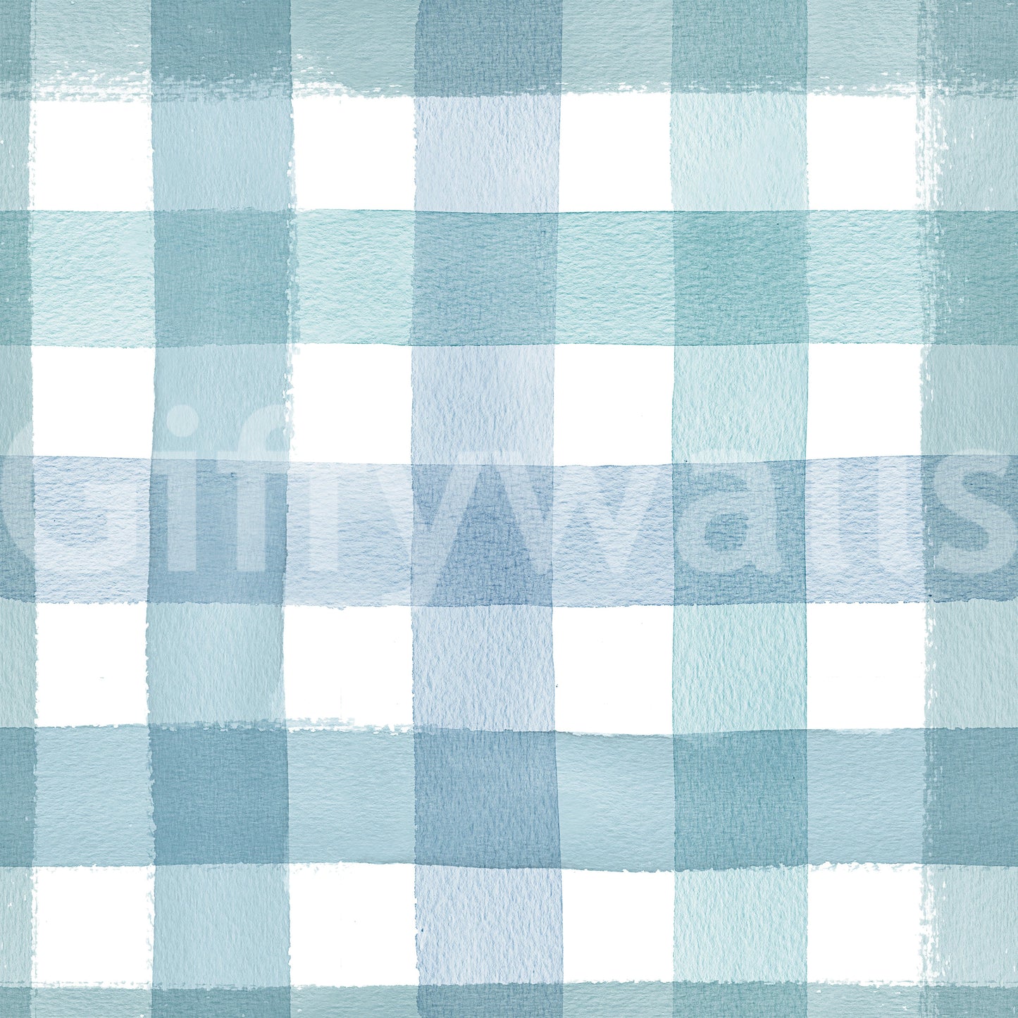 Calm and casual blue gingham wallpaper with soft painted lines.

