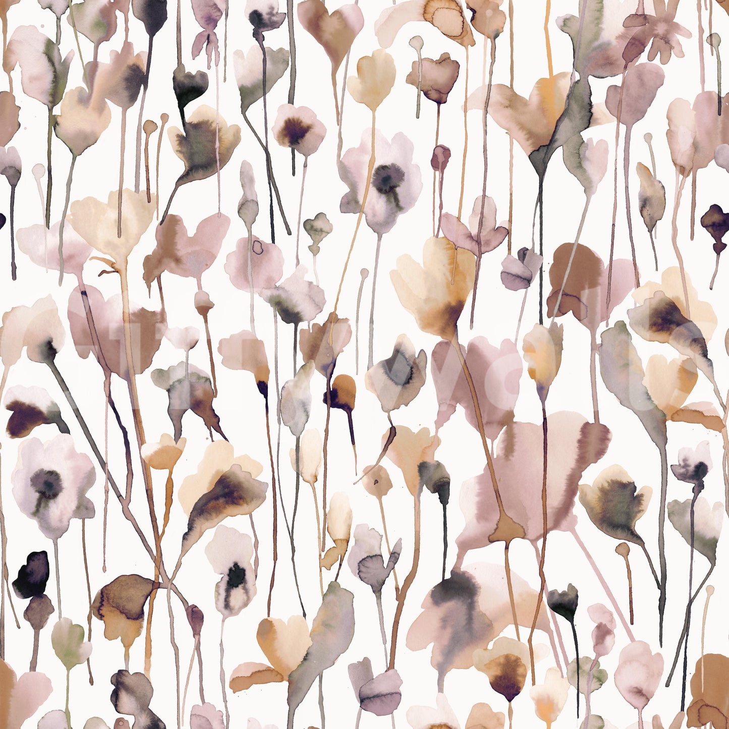 Subtle wild flowers wallpaper with a light, airy style.

