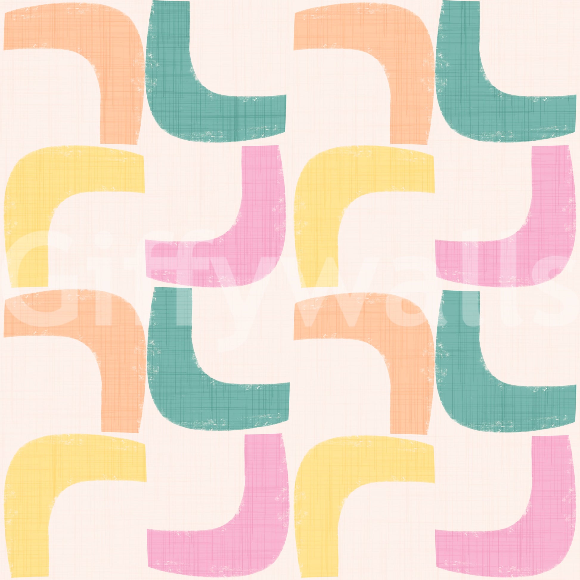 Vintage wallpaper with retro boomerang pattern in soothing pastel shades.

