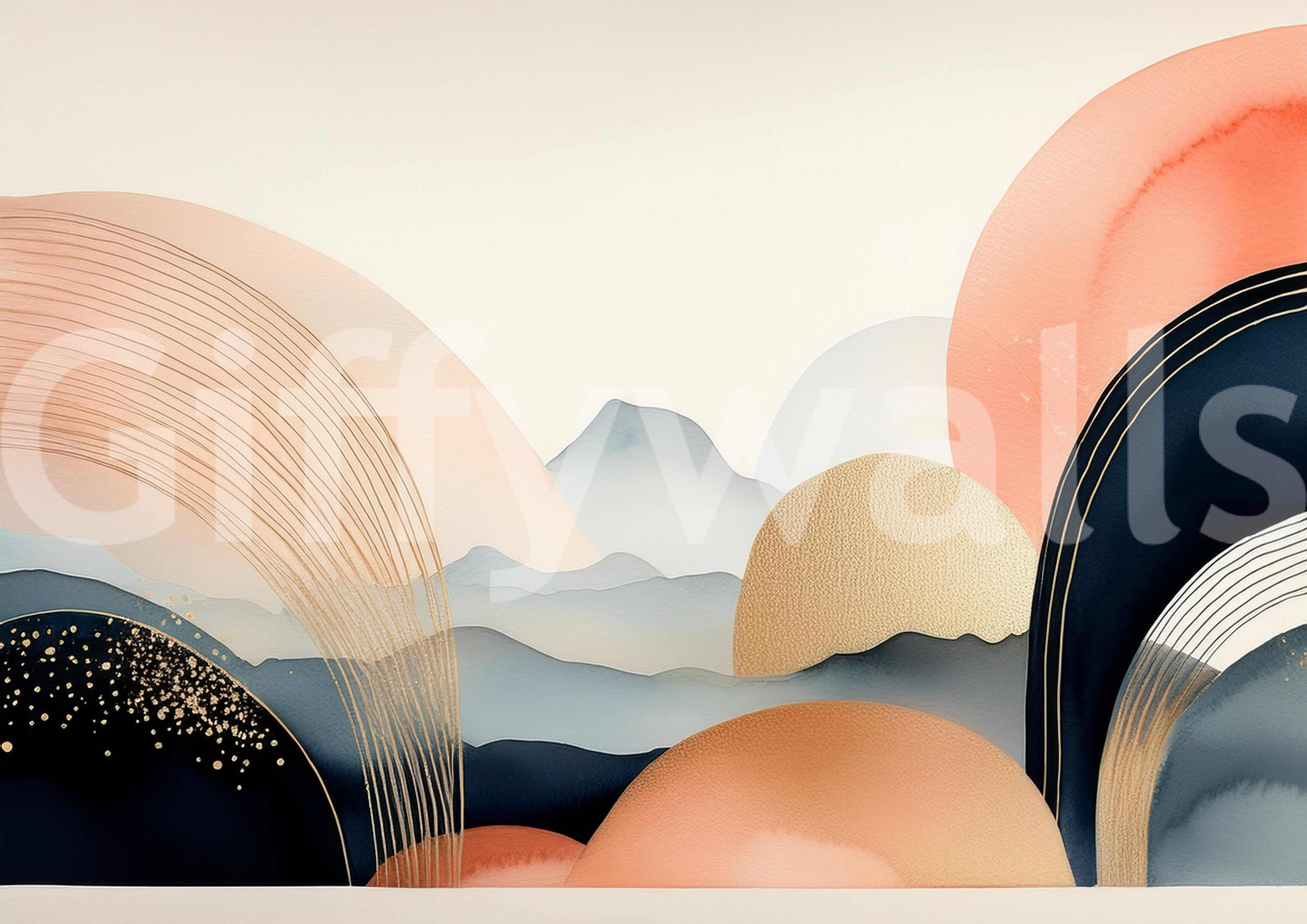 Skyscape mural for kids with cozy boho textures

