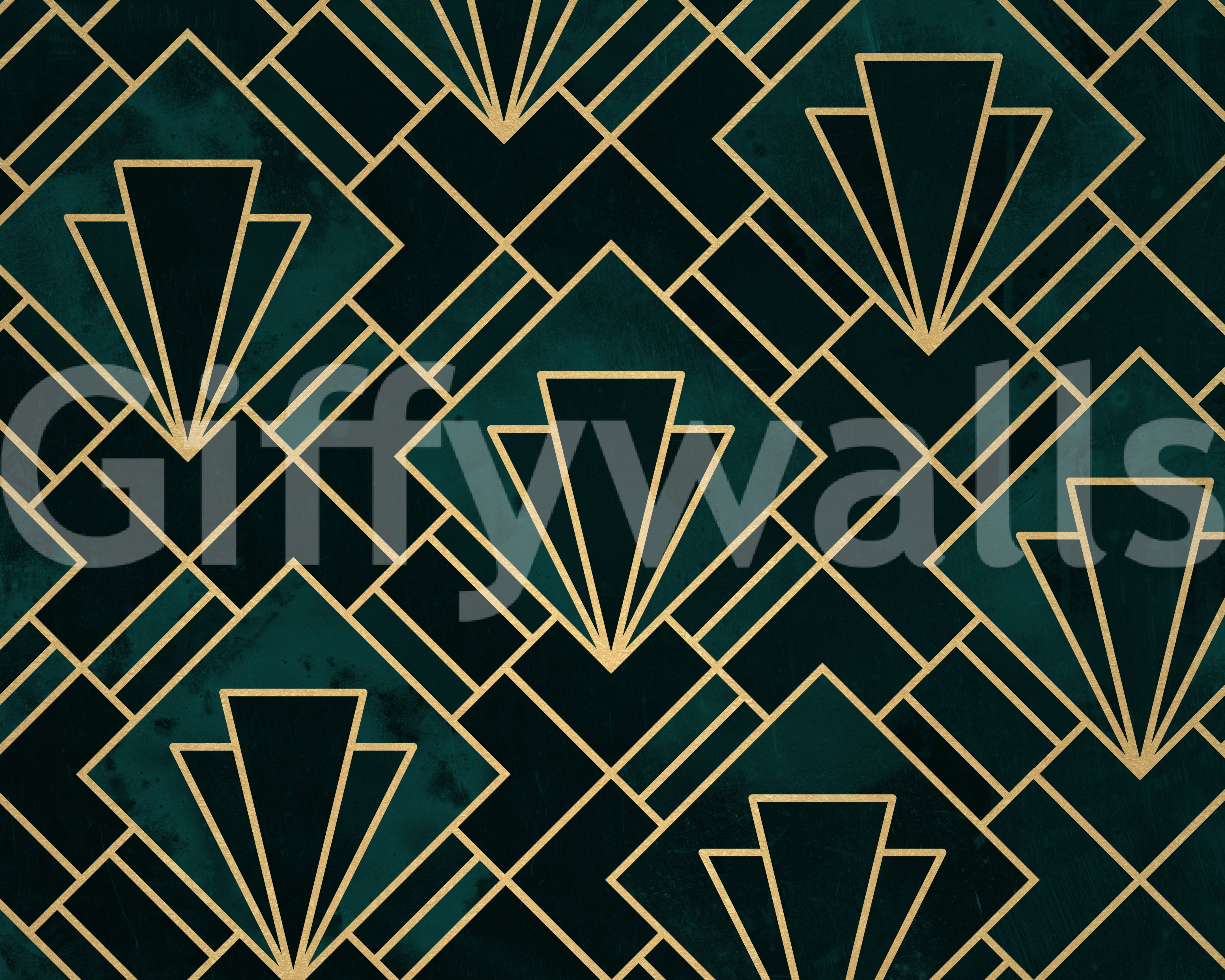 Emerald Art Deco design mural for adding luxury to your room.


