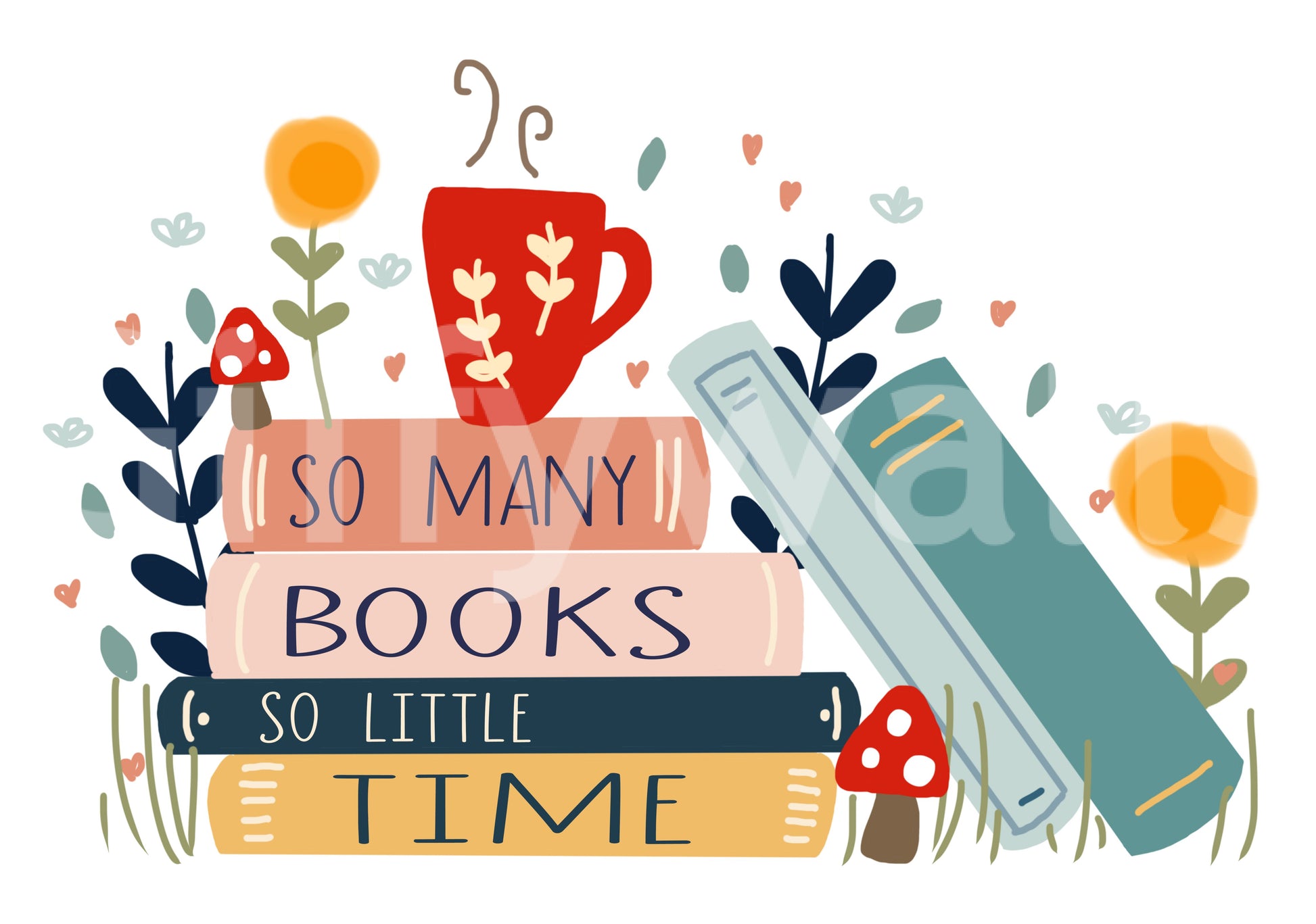 Cozy and inviting wall mural for book lovers' rooms.

