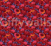 Floral statement mural with crimson red poppies

