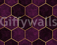 Modern luxury mural design with pink hexagonal motif

