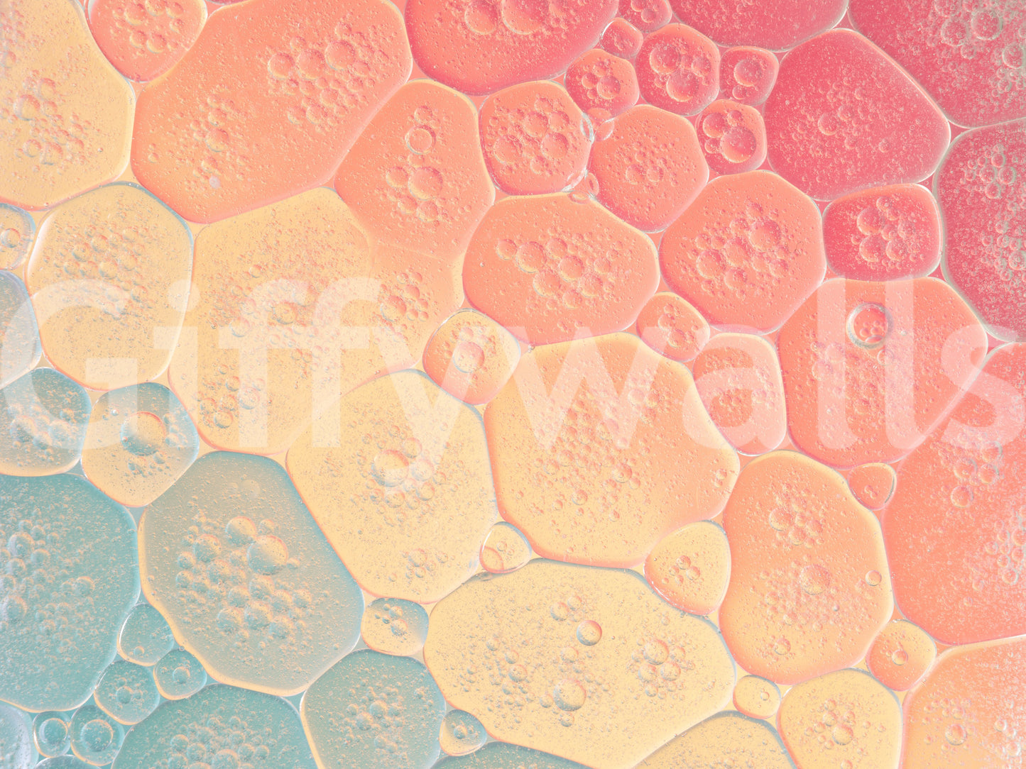 Colourful round bubble mural for creative interiors.

