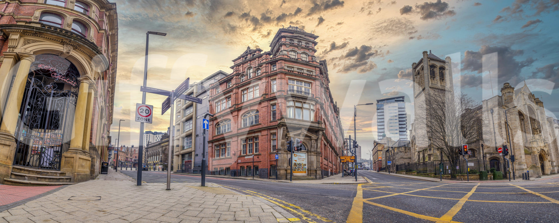 Brick facade wall mural

