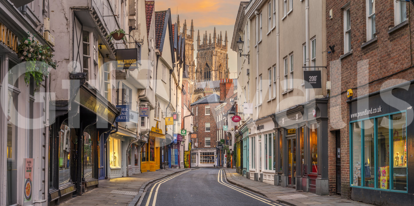 Soft twilight tones in cityscape wall mural design

