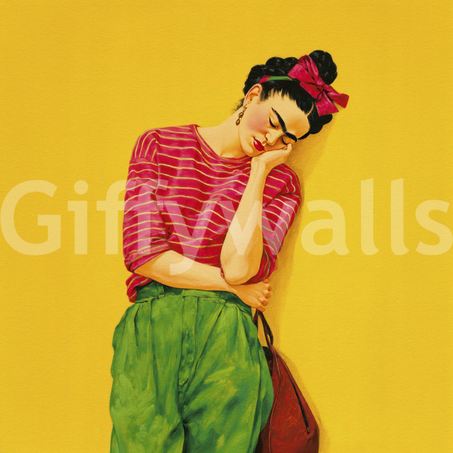 Subtle summer scene mural in beige and amber

