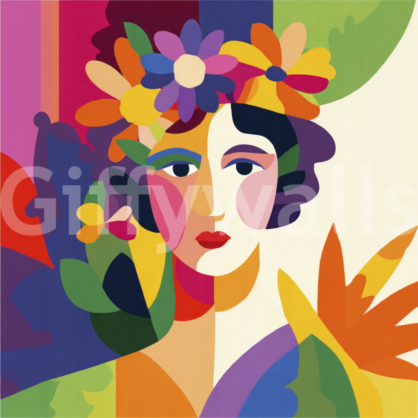 Stylish interior featuring Floral Facets mural

