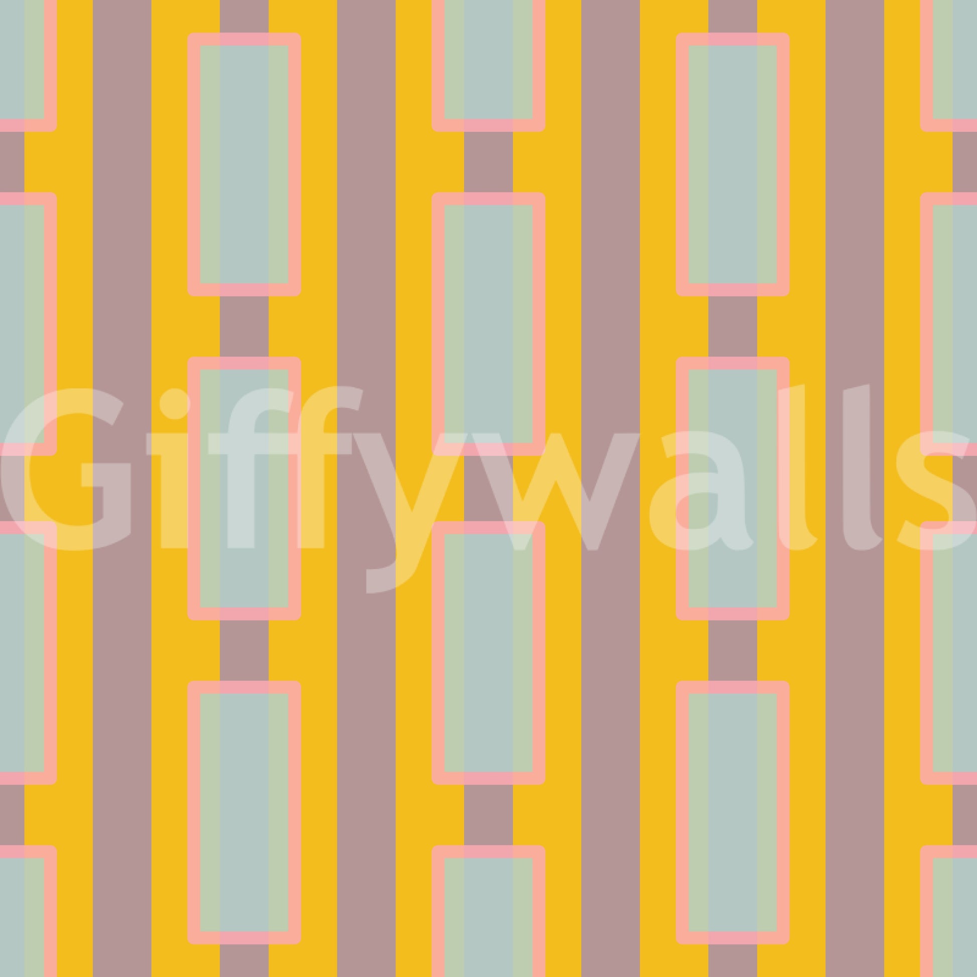 Peel-and-stick yellow geometric mural wallpaper pattern

