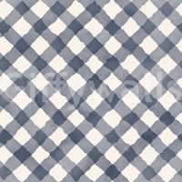 Hand-painted blue festive gingham wallpaper with rustic appeal

