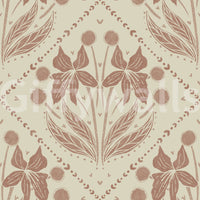 Beautiful floral design on terracotta wallpaper for a warm look

