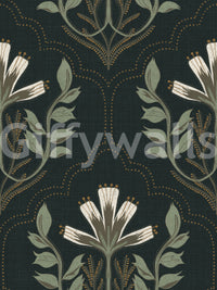 Bold midnight blue and floral tapestry wallpaper for modern spaces

