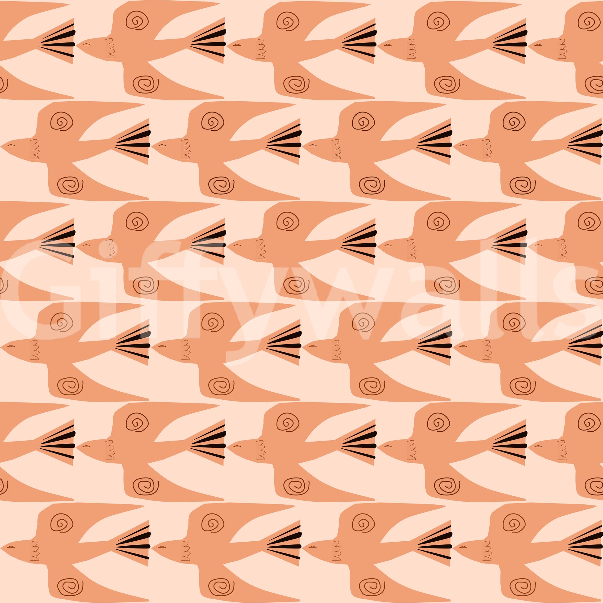 Artisanal dove mural wallpaper
