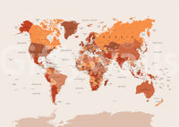 Map wall mural in orange tones

