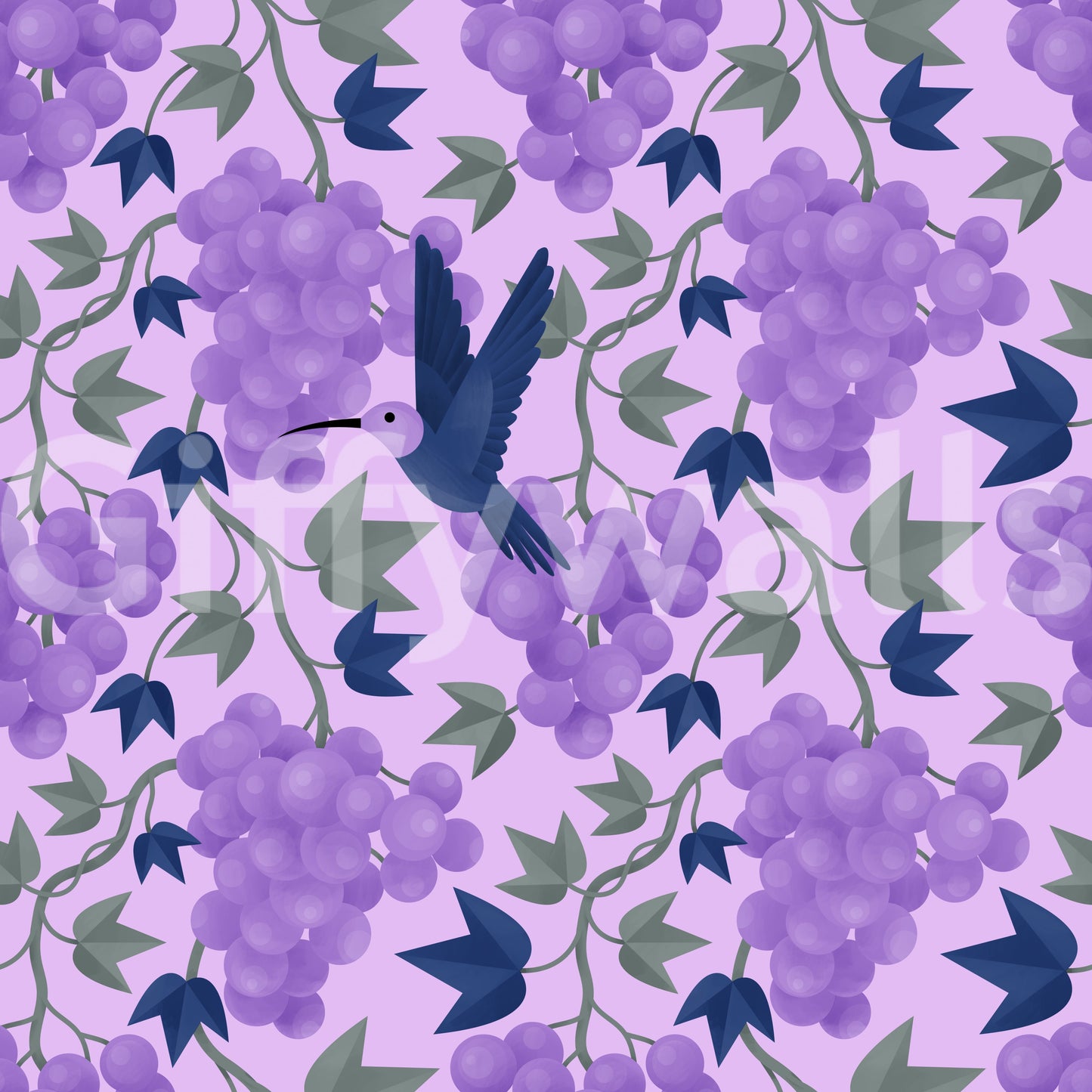 Nature-inspired wallpaper with purple grapes

