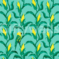 Nature wallpaper with parrot and foliage

