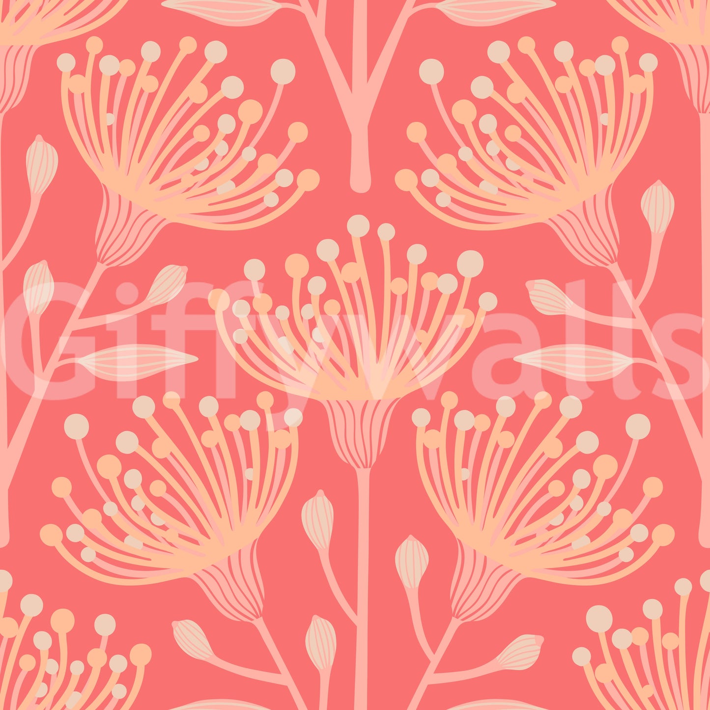 Vibrant yet soft floral wall mural
